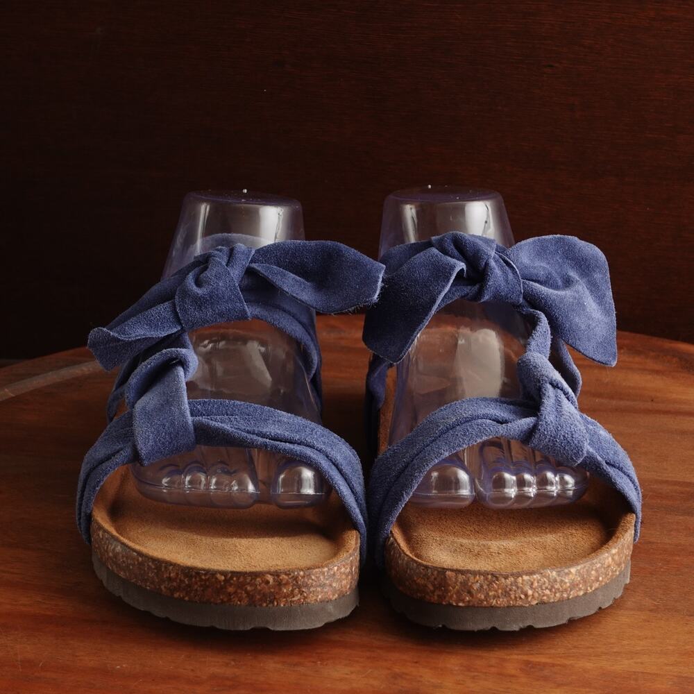 Sundance Sandals Womens SZ EU 41 US 10-10.5 Blue Tigerlily Suede Bow Boho Shoes - Picture 3 of 13